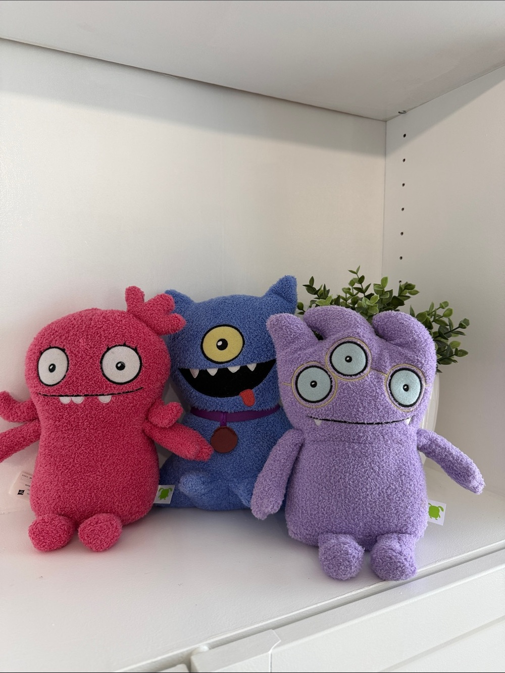 Ugly Doll Lot of Three. Purple, Blue, and Pink Plush Monsters.